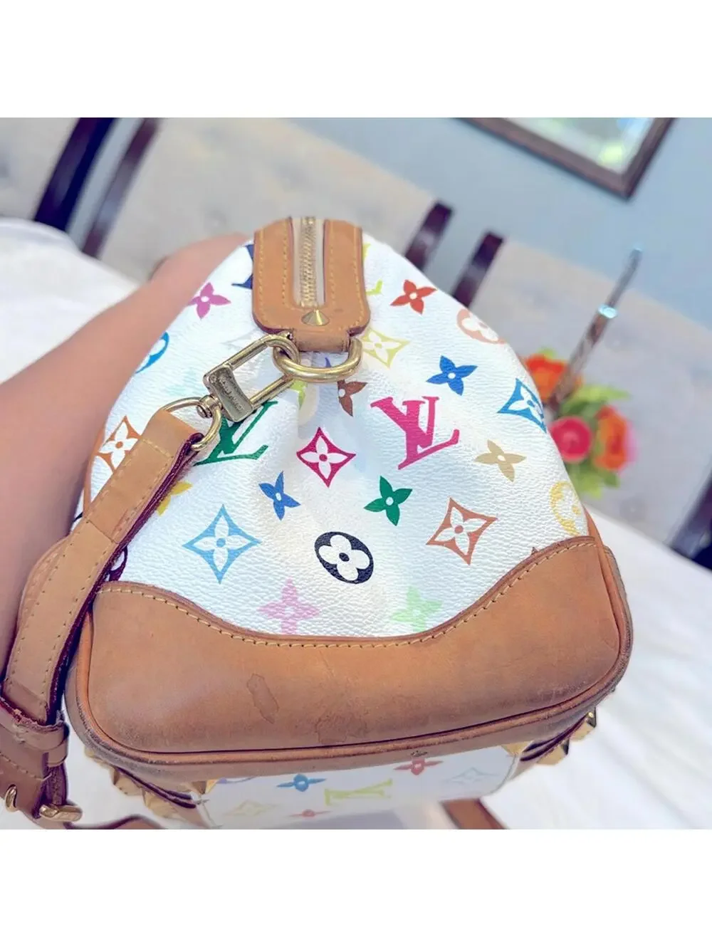 Authentic Louis Vuitton White Multicolor Courtney MM bag